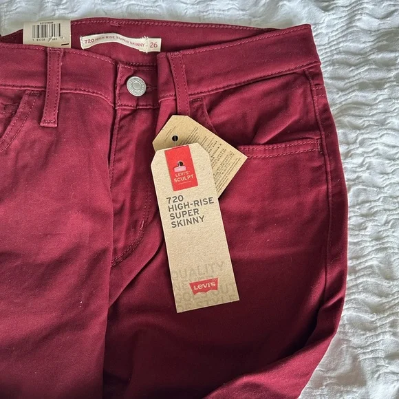 Levi’s 720 High Rise Burgundy Super Skinny Jeans
